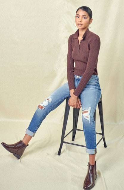 The Maebel High-Rose Soft Tomgirl Jean