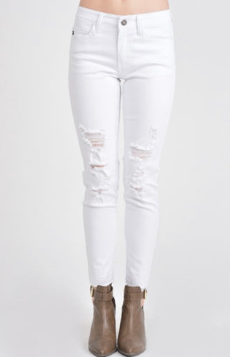 The Mid-Rise Ripped Up White Jeans