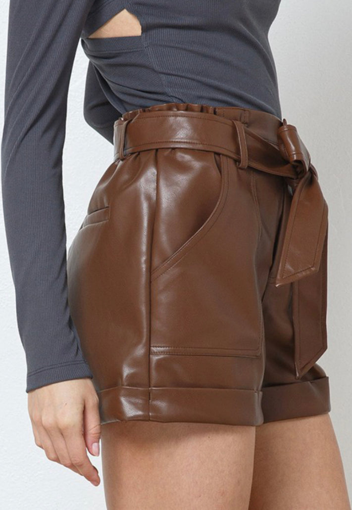 The High-Rise Vegan Leather Shorts