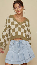 Load image into Gallery viewer, The Greta Checkered Balloon Sleeve Sweater