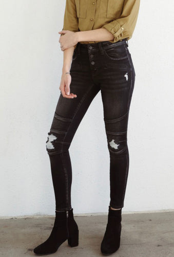 The Exposed Button Moto Skinny Jean