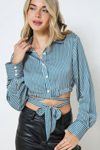 Load image into Gallery viewer, The Alaina Striped Satin Wrap-Blouse