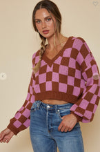 Load image into Gallery viewer, The Greta Checkered Balloon Sleeve Sweater