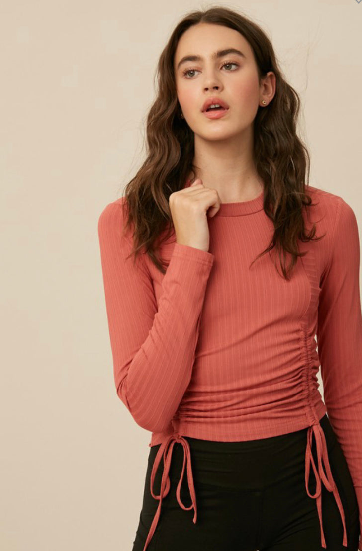 The Ariana Ribbed Ruched Top