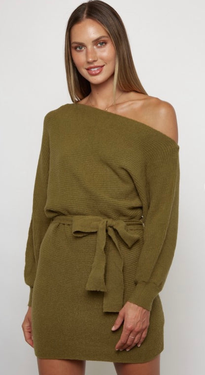 The Elisabetta One-Shoulder Sweater Dress
