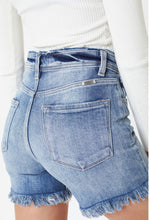 Load image into Gallery viewer, High Rise Frayed Stretch Denim Shorts
