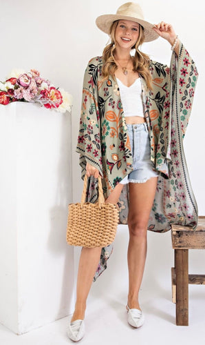 The Brynne Boho Embroidered Luxe-Kimono