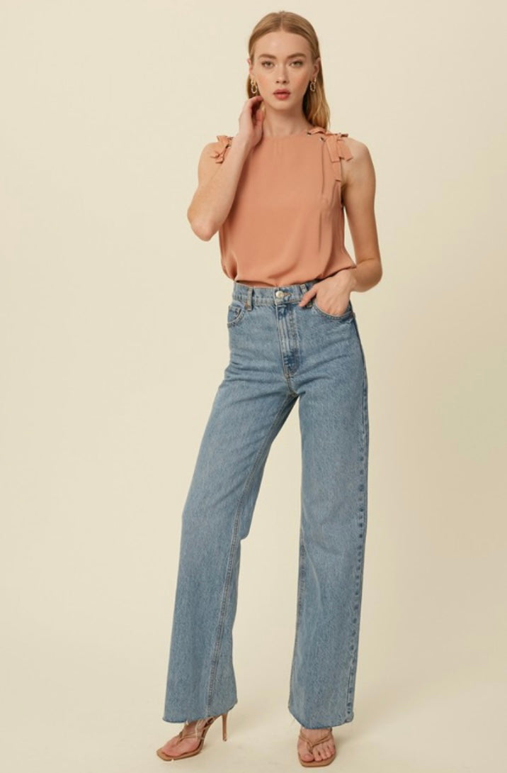 The Simona Shoulder Laced Sleeveless Blouse