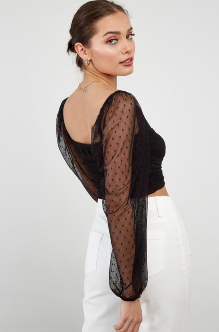 The Night Out Swiss-Dot Blouse