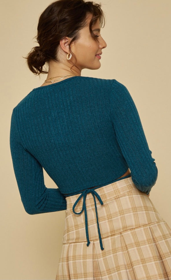 The Harlow Cutout Ribbed & Tied Top