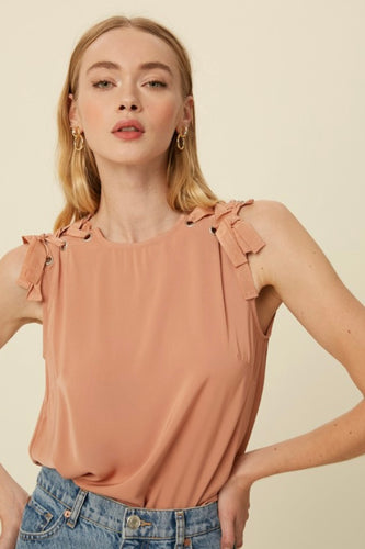 The Simona Shoulder Laced Sleeveless Blouse