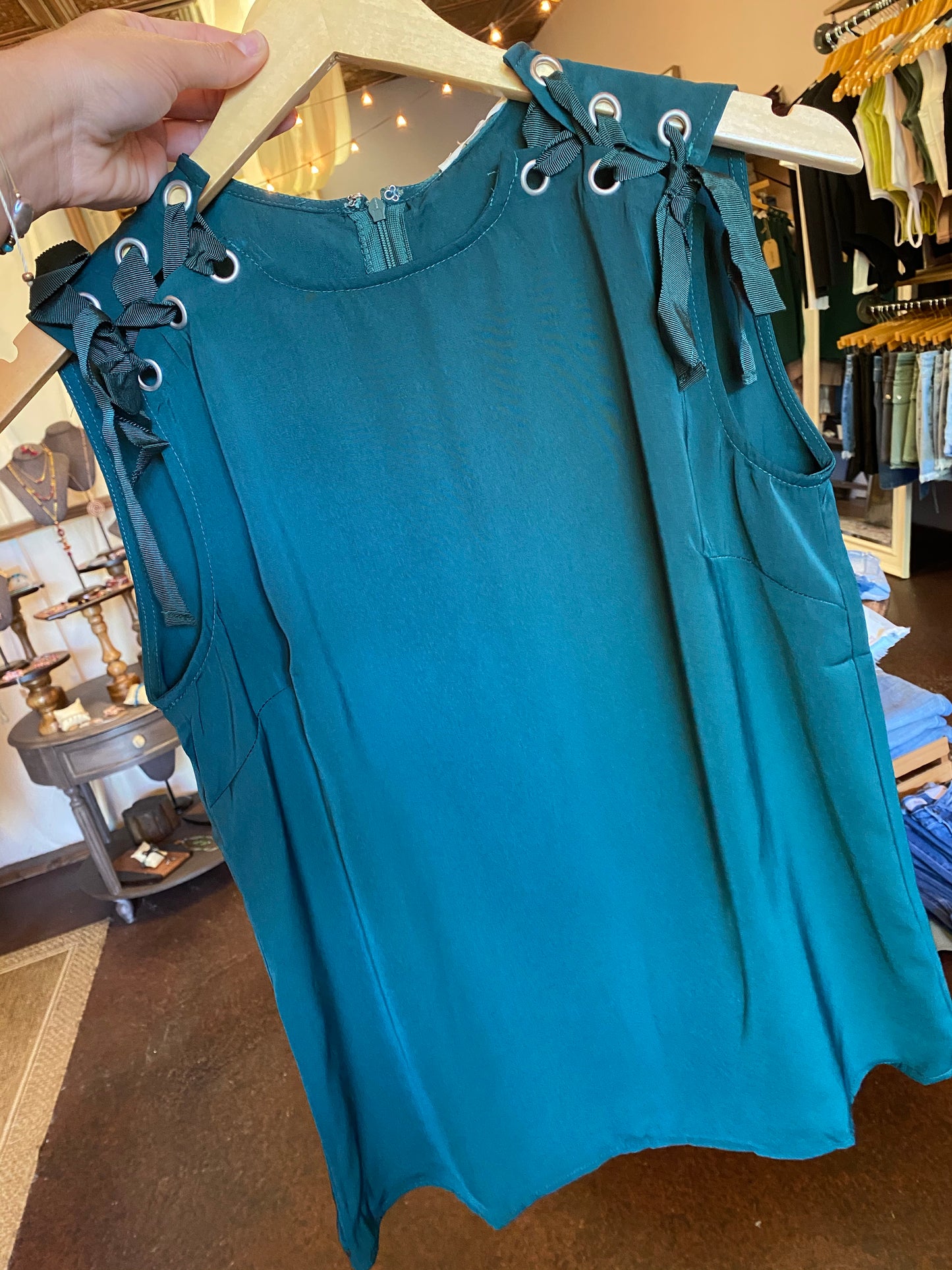 The Simona Shoulder Laced Sleeveless Blouse