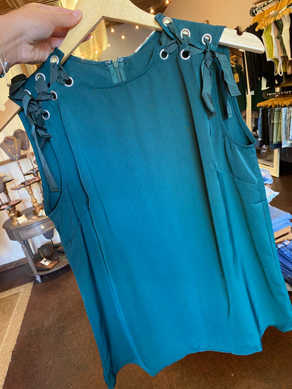 The Simona Shoulder Laced Sleeveless Blouse