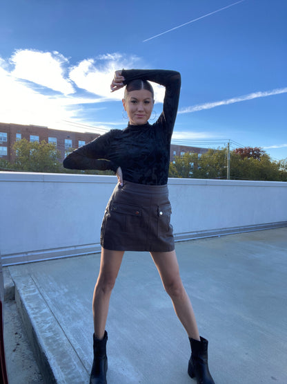 Chocolate Leather Skort