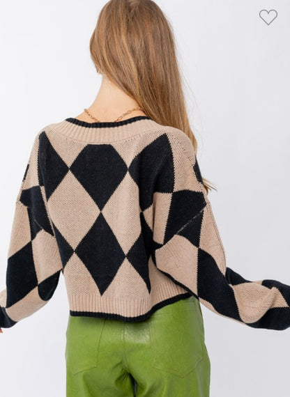 Check Mate Cropped Cardigan