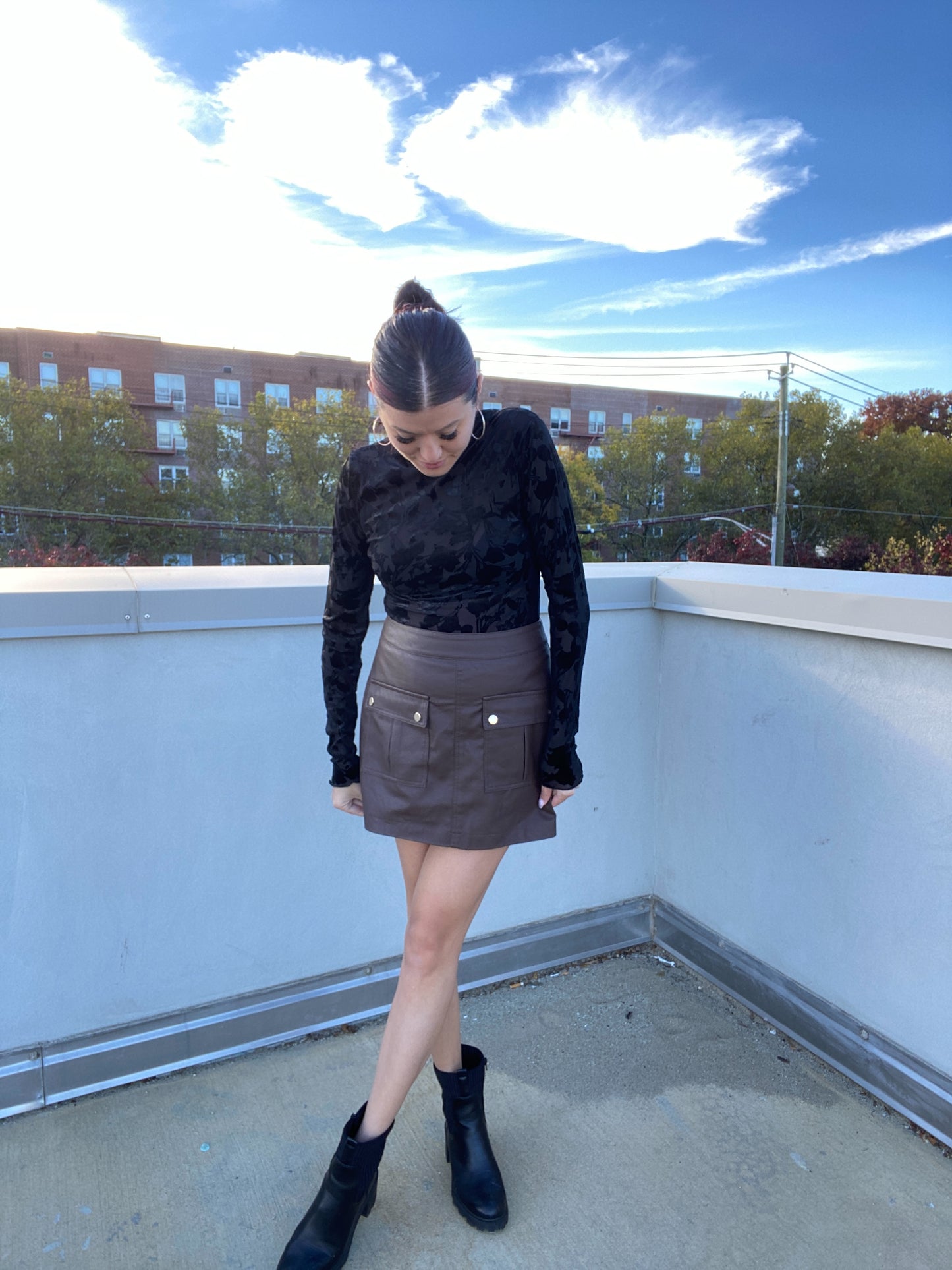Chocolate Leather Skort
