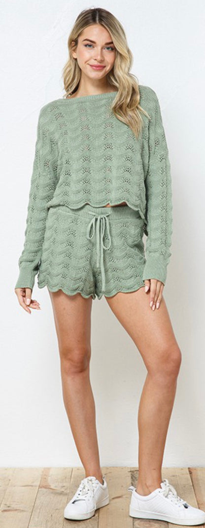 Scalloped Knit Lounge Set