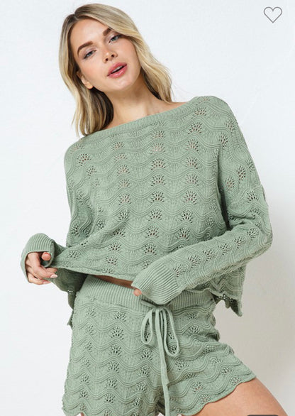 Scalloped Knit Lounge Set