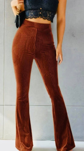 Retro Velvet Burgundy Flare Pants