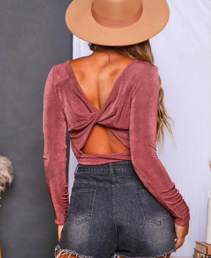 Twisted Back Crop Shirt