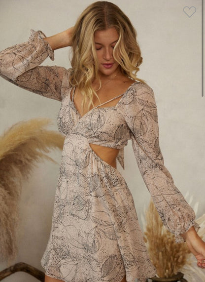 Metallic Chiffon Mini Dress