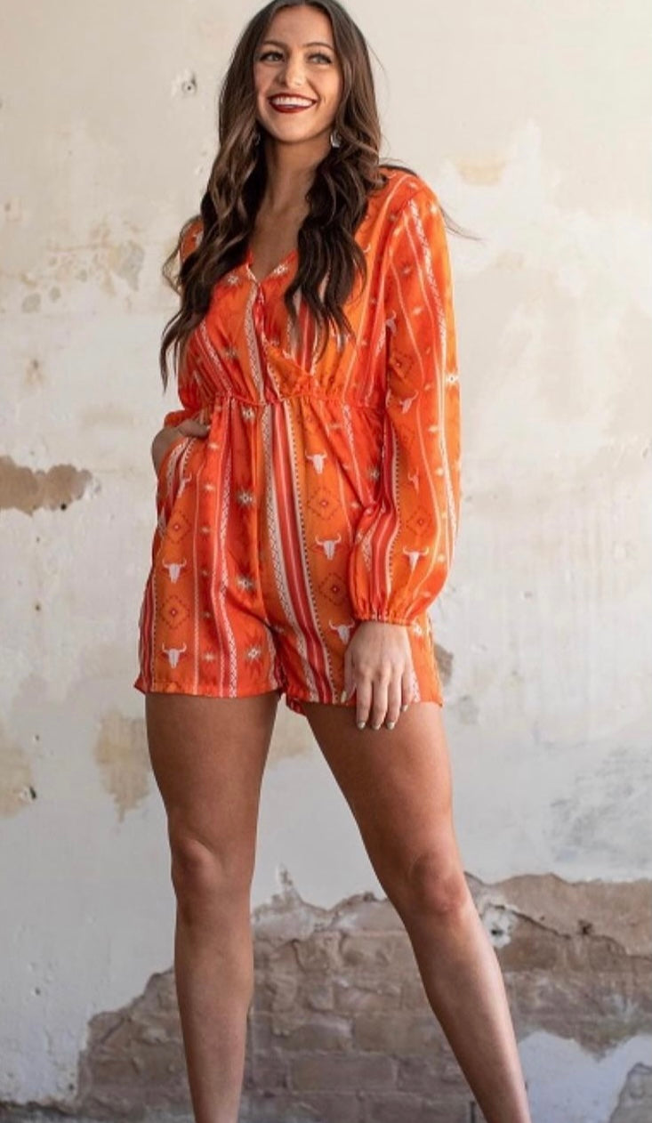 The Orange Sunset Romper